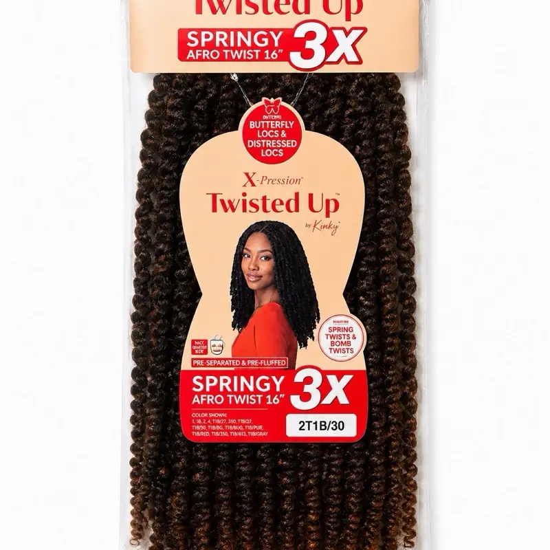 Outre Twisted Up Springy Afro Twist 16” 3X Pre-Separated & Pre-Fluffed Hair Extensions (2T1B/30)