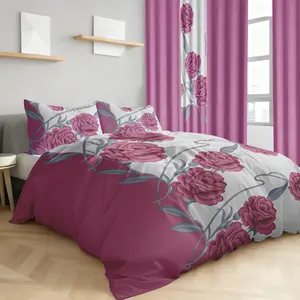 9 Piece Bedding Set with Floral Pattern for Bedroom Dorm Room and Home Decor Four Season Warm Bamboo Fiber Cotton Soft Microfiber Queen King Full Size Easy Care