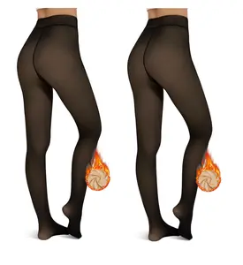 2-Pack (Same & Mixed Colors) Tournesol Fleece Lined Tights One-Lined Seams both front and back! Womenswear Size XS - 4XL Thermal Winter Basic Tights Leggings Thick Semi-Transparent Casual Underwear Pantyhose Closed Foot 001 Pack