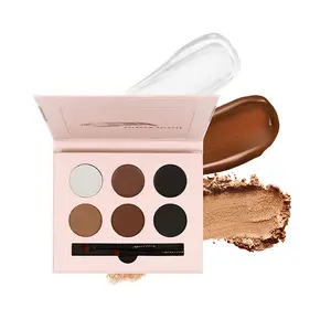 Eyebrow Gel Cream Powder Brow Contour Kit 18-Piece Makeup Palette with 10 Shapes 2 Pens 3 Powders for Thicker Fuller Brows