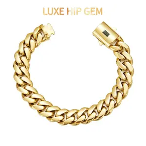 Luxe Hip Gem 2026 New Style Gold Plated Stainless Steel Cuban Link Chain Necklace, Gold Hip Hop Miami Cuban Chain,Best valentines gifts.