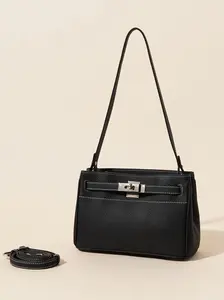 Women's Fashionable Solid Color Shoulder Bag, Casual Versatile Crossbody Bag for Daily Used, Trendy All-match Commuter Bag, Leather Bags
