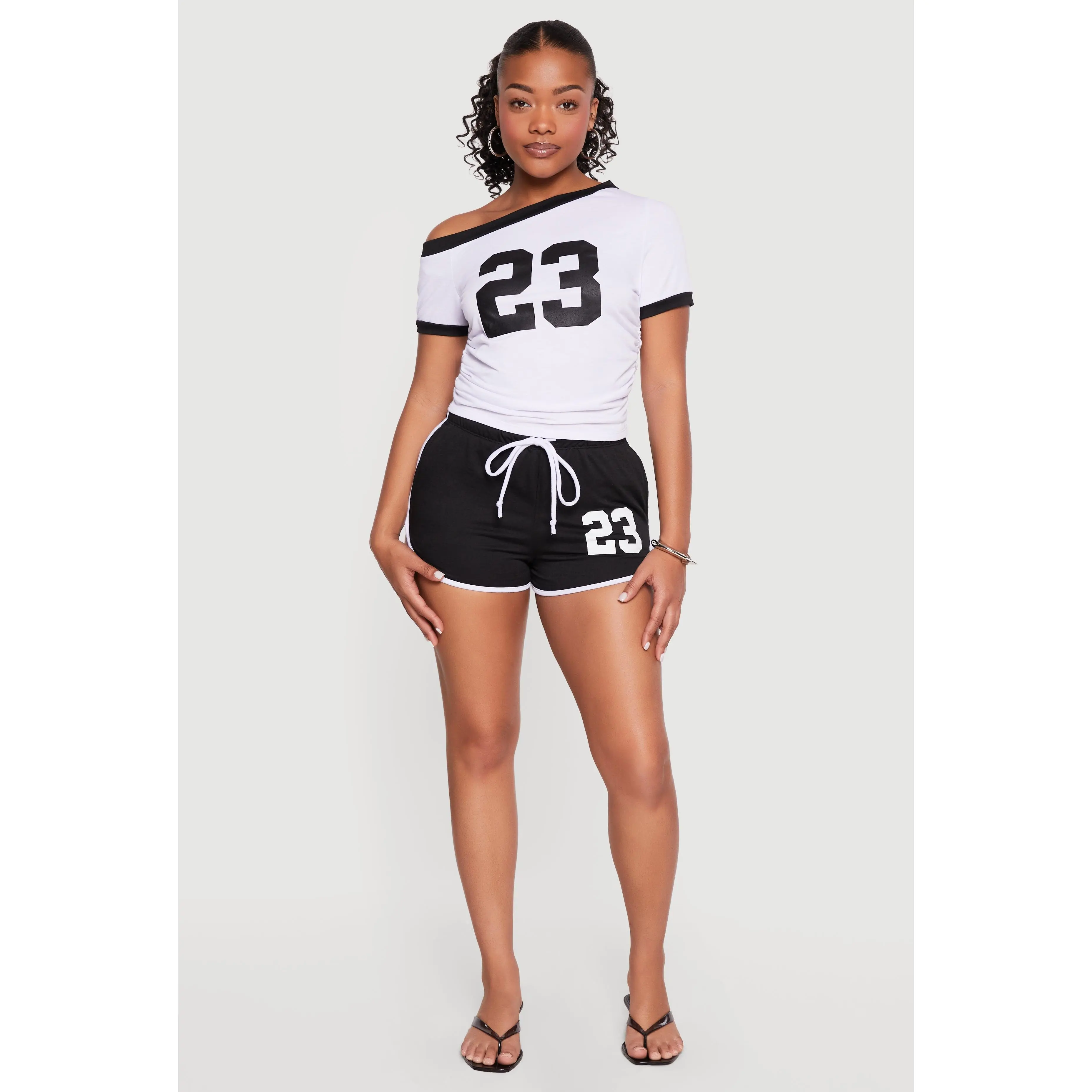 23 Graphic Drawstring Waist Dolphin Shorts
