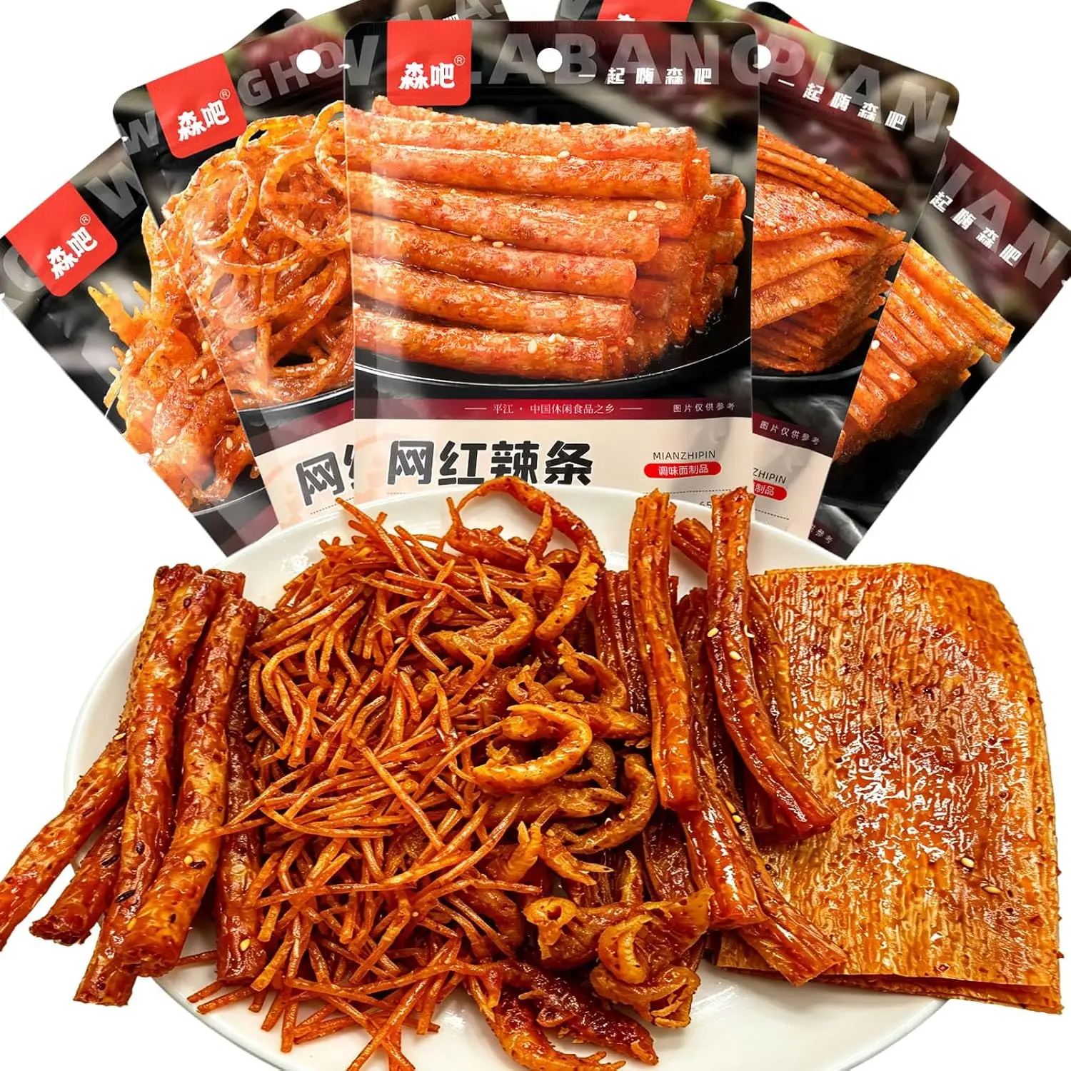 QIXINLIZYY Latiao Spicy Strips, 5 Packs Spicy Sweet Gluten Latiao, Chinese Spicy Casual Snack Food, La Tiao Spicy Sticks, Latio , , 62g/2.19oz per Pack (Packs of 5, Sweet and Spicy)