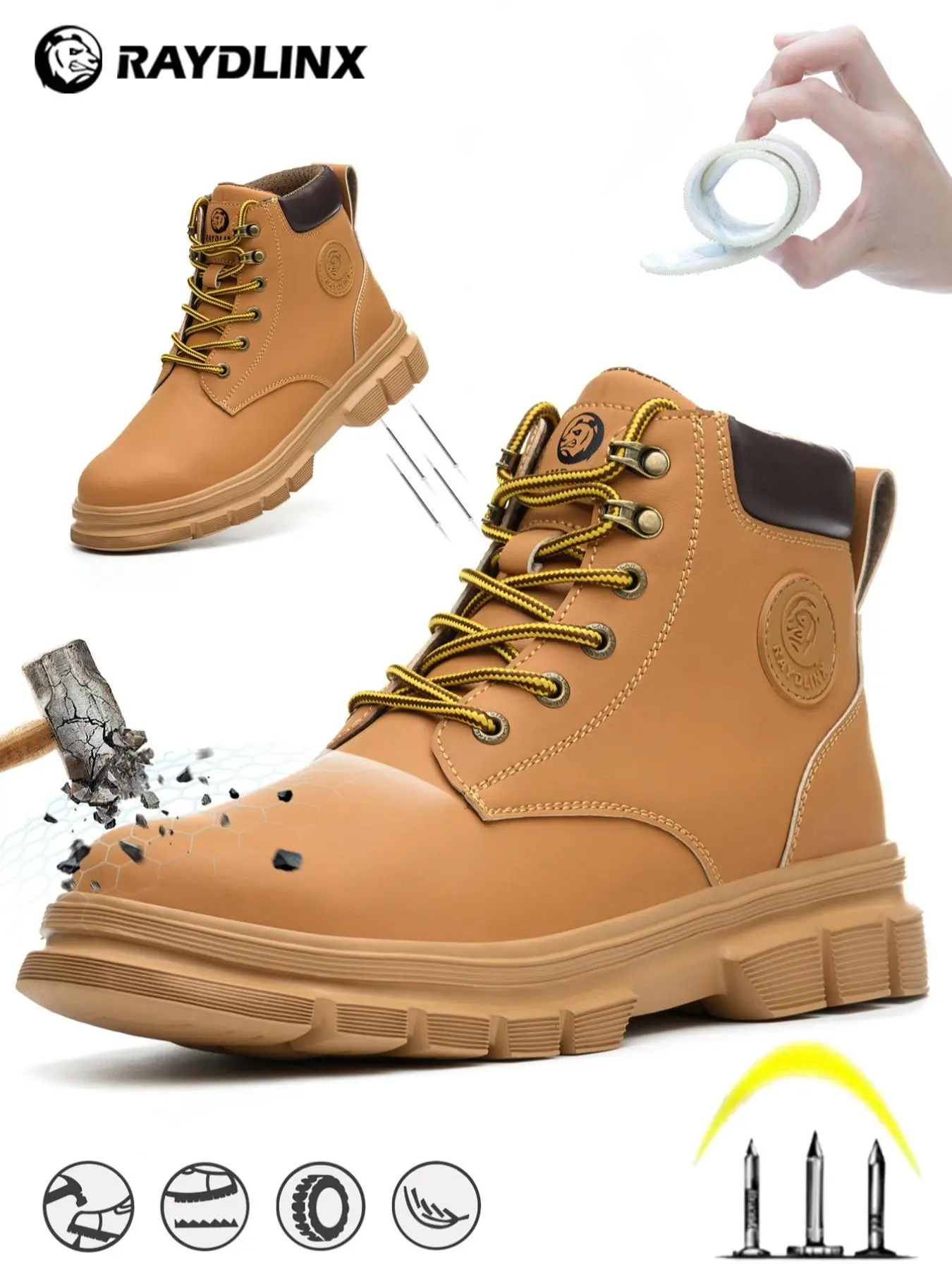 Men's Anti-smash & Anti-puncture Steel Toe Lightweight Work Shoes, Working Shoes, Casual Comfortable Breathable High Top Safety Shoes, Fashionable Anti-slip Shoes for Daily Wear, Work Protective Shoes, Work Safety Footwear