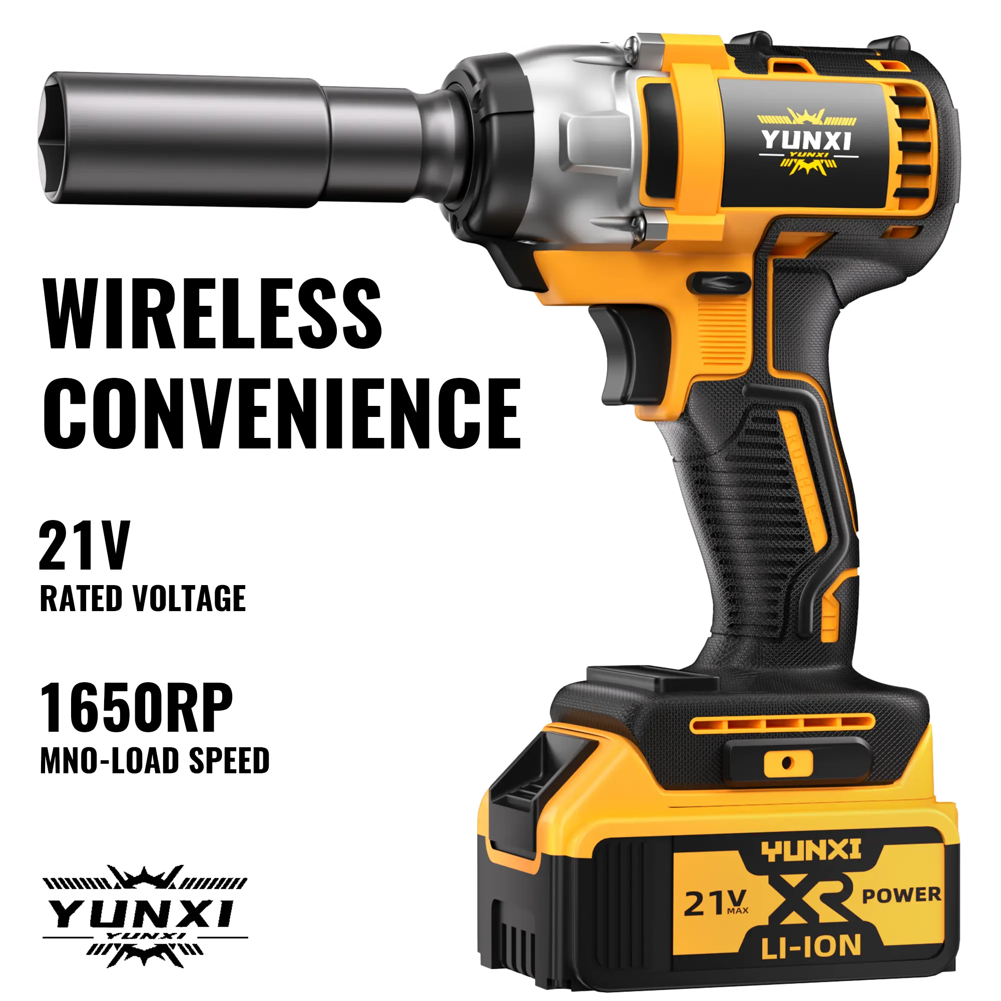 Yunxi 350N 3in1 Brushless Lithium Electric Wrench 21V Cordless Impact Wrench with Sleeves for Car Tool Maintenance Nut Removal Lightweight Rechargeable Gift for Boyfriend Father