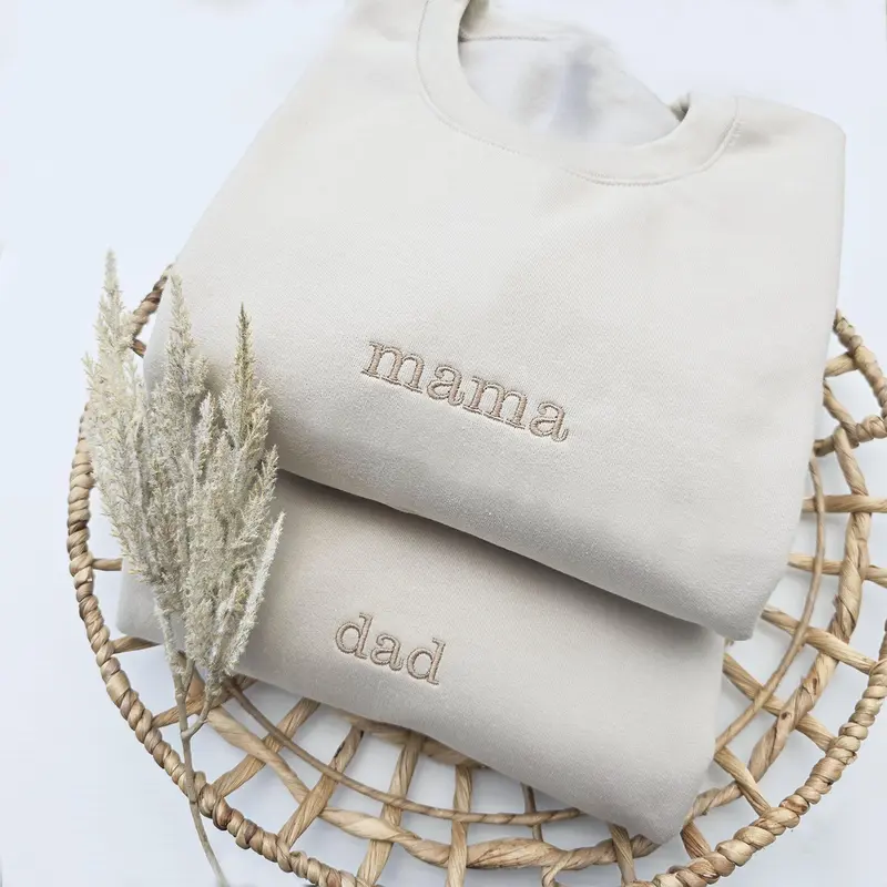Embroidered Mom and Dad Matching Sweatshirts, Mama Sweatshirt, Pregnancy Announcement, Gift for Mom Crewneck