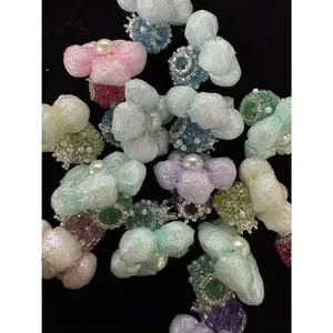 202-208 (6pcs) Macaron Flower Beads 🌸 Double-Sided Sugar Pearl Design
