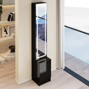 LED Dressing Mirror Cabinet - Bathroom Furniture with Adjustable Brightness, Extra-Large Mirror, Multi-Layer High-Capacity Cosmetic and Jewelry Storage
