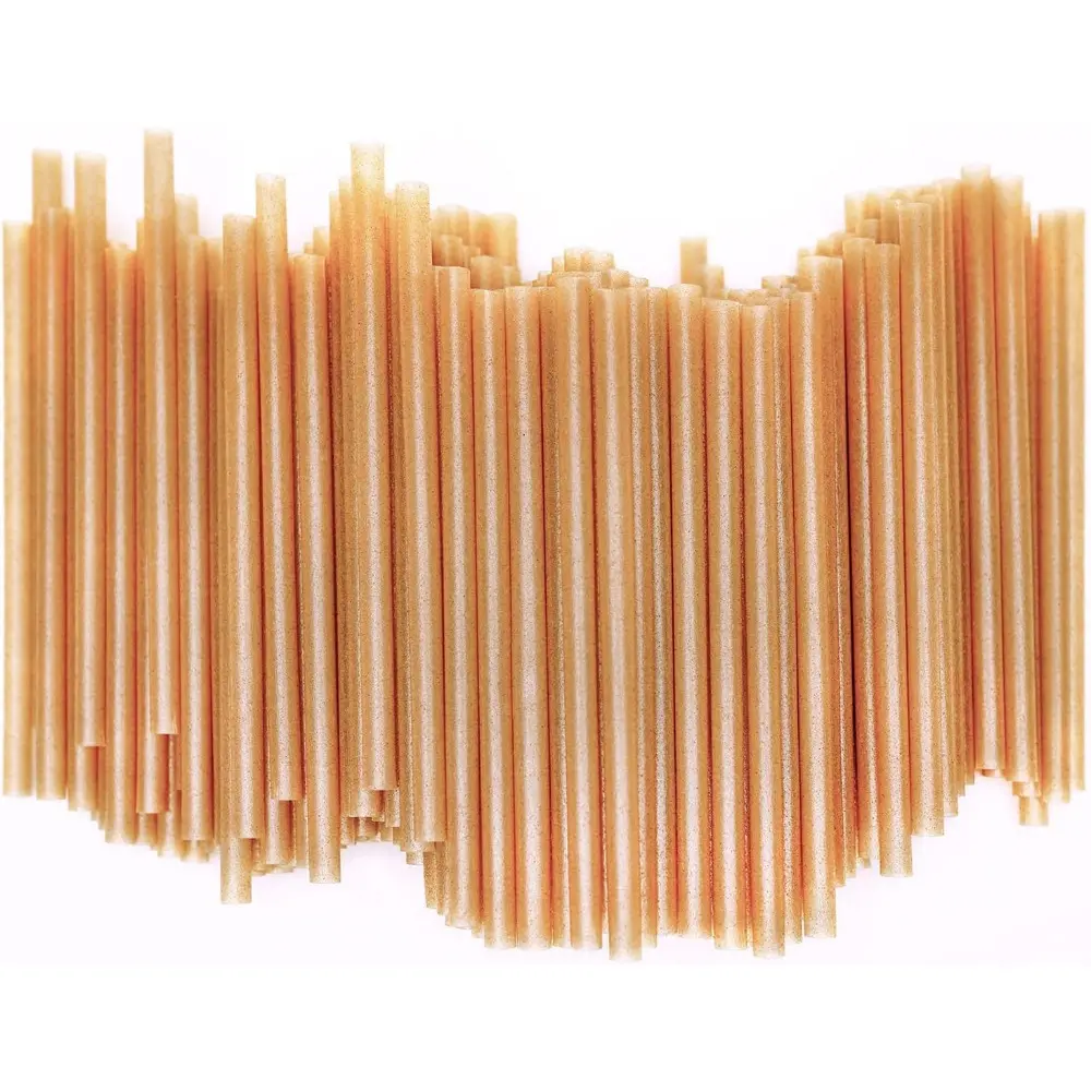 6-Inch Short Biodegradable Sugarcane Fiber Cocktail Straws, 200 Pcs, Compostable, Sturdy Non-Foggy Drinking Straws for Hot & Cold Drinks