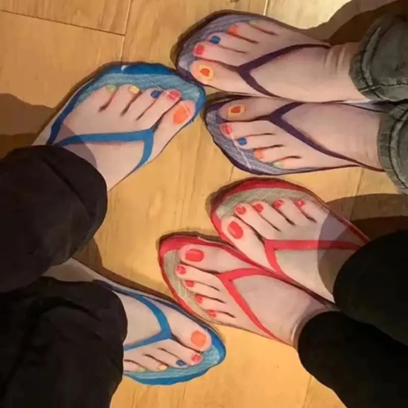 3D Manicure Print Socks Funny Flip Flop Socks 3D Pattern Socks Sandal Socks Low Cut Ankle Silly Socks- A Gag Gift