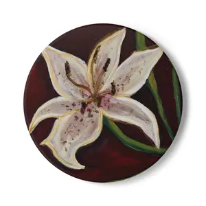 Lily in Crimson - Ceramic Coaster | Floral Drink Coaster