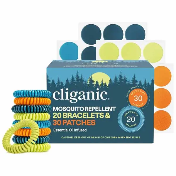 [Hot Sale 2026!!!] Cliganic Mosquito Repellent Bracelet Stickers Pack for Kids & Adults Multi Color, Natural DEET-Free, Essential Oil Infused 20 Bands with 30 Patches, Citronella Scent