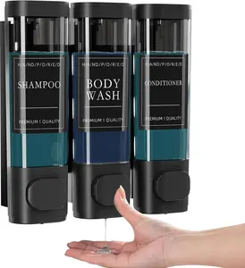 Shampoo and Conditioner Dispenser, Shower Soap Dispenser Wall Mounted, Refillable Shampoo and Conditioner Bottles for Bathroom Hotel Large Capacity(Black)