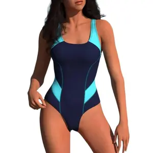 Women's Fashion One-Piece Midriff-Baring Color-Blocked Slimming Swimsuit