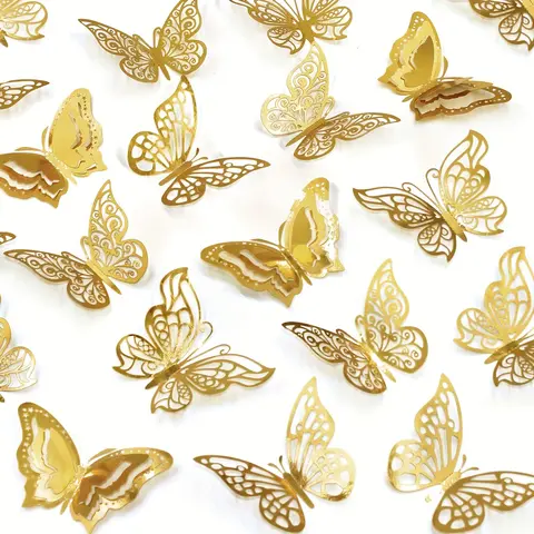 48pcs 3D Butterfly Wall Stickers, Decorative Sticker, Home Wall Decor Decals, Party Balloon Decoration, Craft Butterflies, Flower Bouquets, Floral Art Gifts, Decoration Items