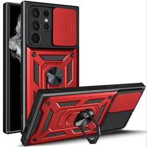 Shockproof Phone Compatible with Samsung Galaxy S26 Ultra S25 S24 S23 S22 S21 Plus FE Casing, Case with 360 Degree Rotatable Ring Holder,and Slide Camera Cover,Camera Protection, Lightweight Shockproof Cover Phone Protective Cover, Phone Accessories