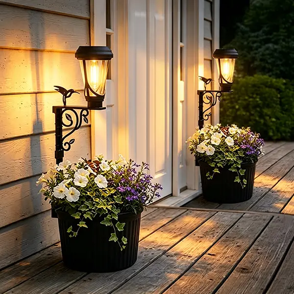 2-in-1 Solar Post Light with Planter, Waterproof Decorative Outdoor LED Flower Pot Light and Solar Post Lamp, Freestanding or Wall-Mounted for Lawn, Porch, Patio, Yard, Garden, Front Door & Pathway, Home Decor, Patio Decor, 1/2/4 Pcs, #SummerSale