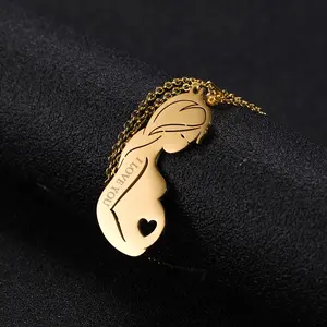 Cazador Custom Name Family Pendant Necklace Mom Dad Baby Nameplate Personalized Stainless Steel Necklace Jewelry Mother Day Gift