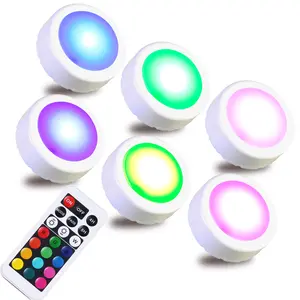 6pack Remote Control LED Cabinet Light, LED Push Light Puck Light for Closet, Kitchen, Powered by 3*1.5V AAA Batteries, Remote Uses 2*1.5V AAA Batteries(Batteries not Included)