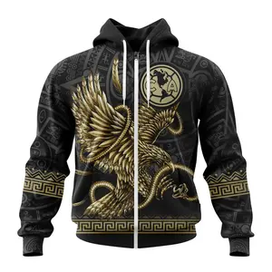 LIGA MX Club America Special Black And Gold Design With Mexican Eagle ST2301 Hoodie Zip