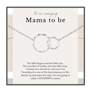 HOPE LOVE SHINE Mom To Be Necklace 2 Ring Gold Silver – Pregnancy Gift, Baby Shower Jewelry, New Mom