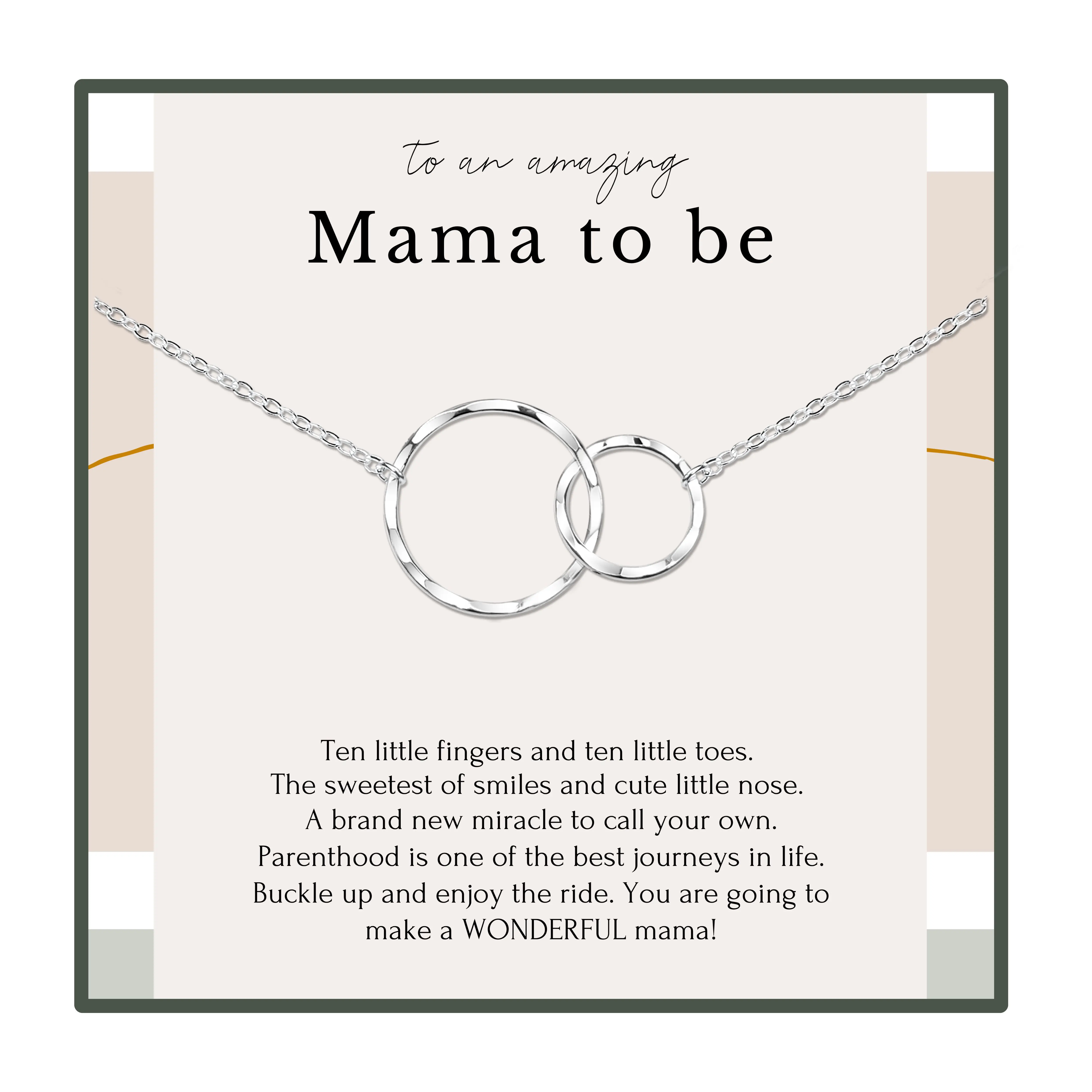 HOPE LOVE SHINE Mom To Be Necklace 2 Ring Gold Silver – Pregnancy Gift, Baby Shower Jewelry, New Mom
