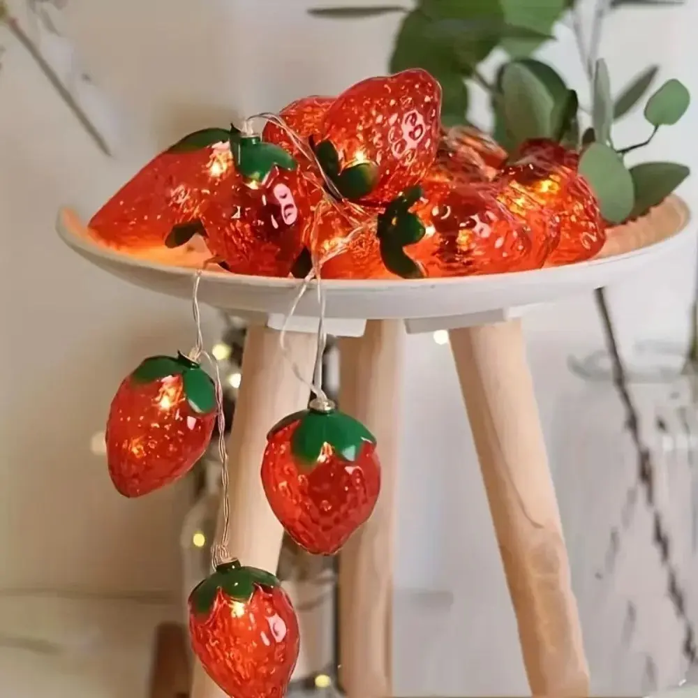 Strawberry LED String Lights 1.5M 10LED Battery Operated Fruit Lights For Holiday Party Decor