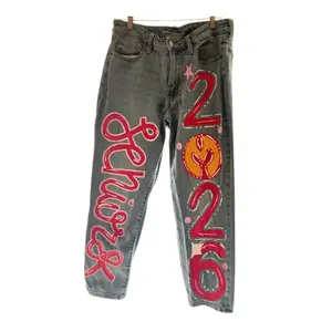 Custom Hand-Painted Spirit or Senior Jeans - School Spirit Name Number & Motto 2016 Basketball Design