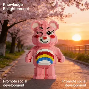 Rainbow Bear 3D Puzzle Building Blocks Decoration, Bookshelf Home Office Cabinet Decor, Party Living Room TV Stand Display Gift
