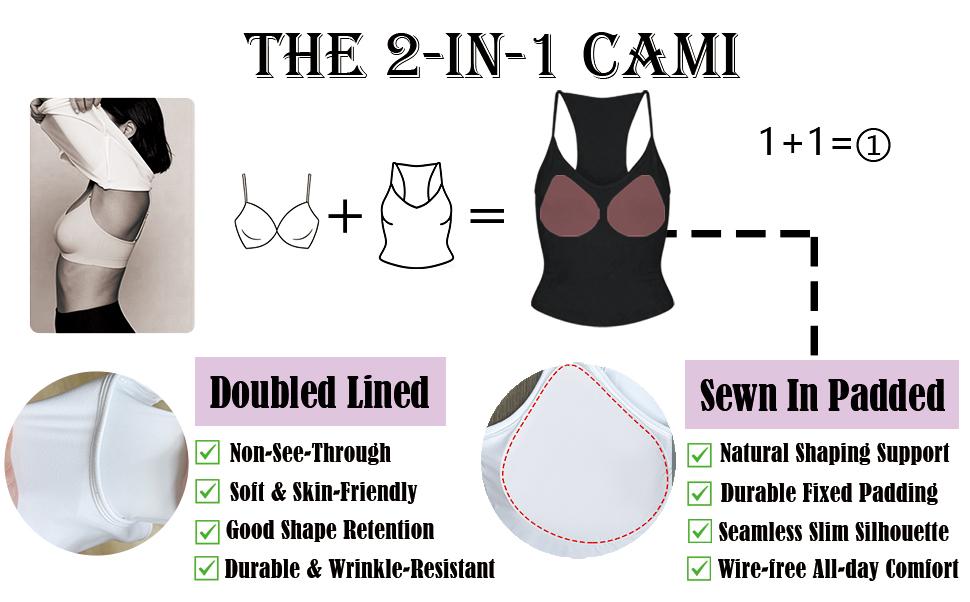 Danysu Double-Layer Padded Racerback Stretchy Crop Tank Tops V Neck Slim Fitted Tee Workout Gym Yoga Y2K Going Out Camisole Short