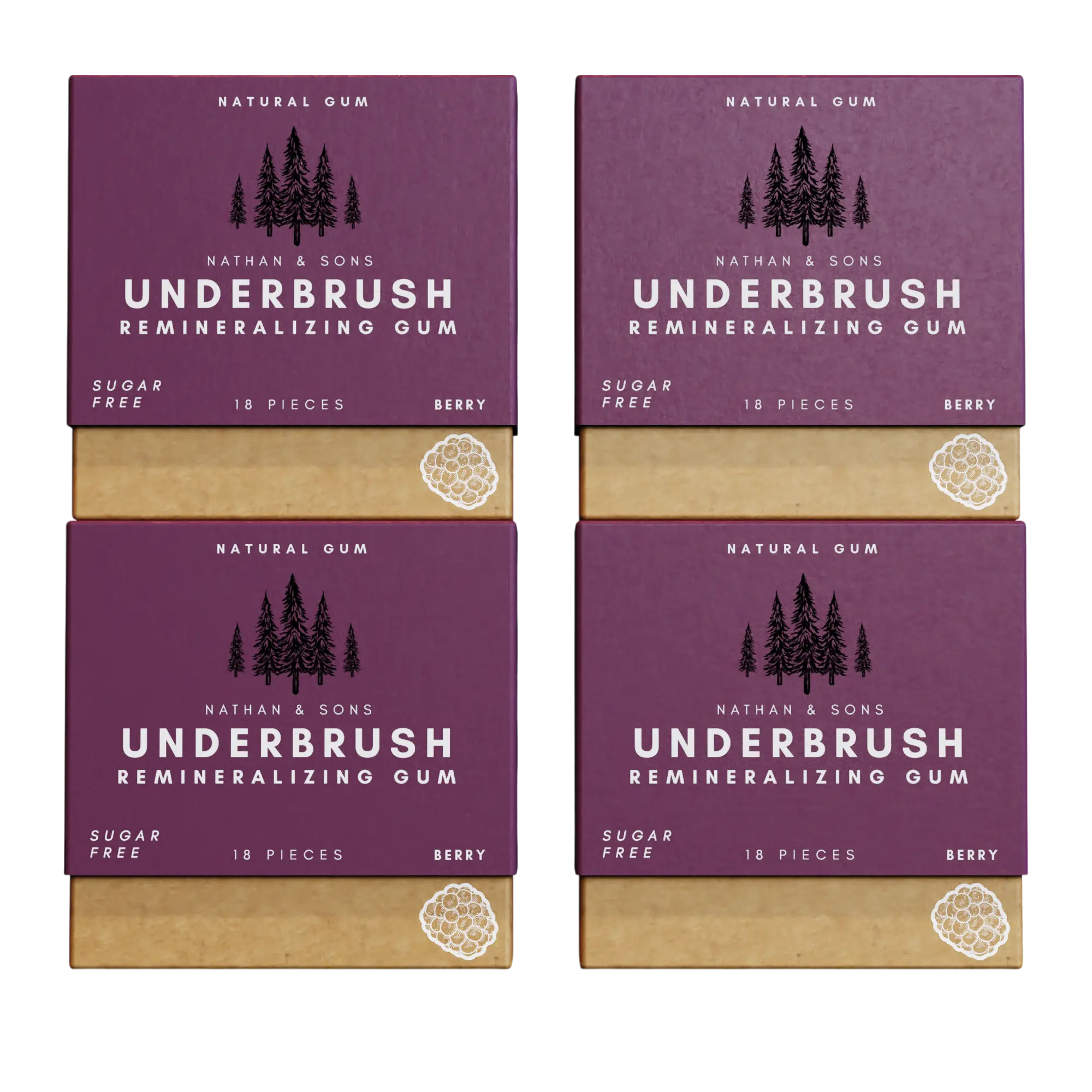 BERRY UNDERBRUSH Remineralizing Chewing Gum with Nano-Hydroxyapatite for Teeth and Gum Protection - 30 DAY SUPPLY Sweet Natural BERRY UNDERBRUSH Remineralizing Chewing Gum with Nano-Hydroxyapatite for Teeth and Gum Protection - 30 DAY SUPPLY Sweet Natural