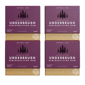 BERRY UNDERBRUSH Remineralizing Chewing Gum with Nano-Hydroxyapatite for Teeth and Gum Protection - 30 DAY SUPPLY Sweet Natural