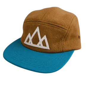5-Panel Camper Vintage Wool Mountain Cap-Two-Tone Tan & Turquoise