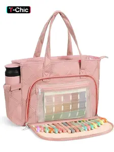 Women's Large Bible Bag with Protective Cover, Stitched Tote Bag with Pockets, Zipper Pocket, Pen Slot, Soft Handle & Shoulder Strap, Crossbody Tote Bag