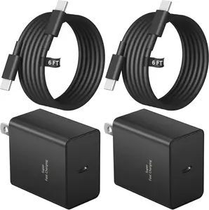 Type C Charger Fast Charging 45W USB C Charger for Samsung Chargers 2-PACK 6FT Cord for iPhone 16/16 Plus/16 Pro/16 Pro Max/iPhone 15/15 Pro Max/iPad Pro/Samsung Galaxy S25 S24 S23 S22 S21,Android (Black)
