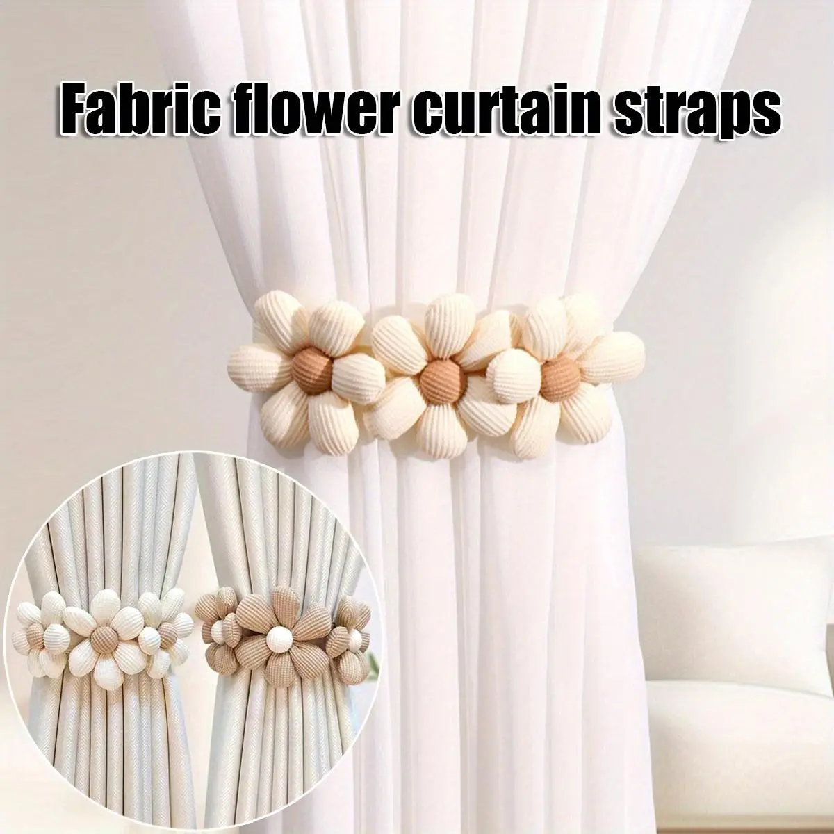 Vintage Floral Fabric Curtain Ties with Zinc-Ceramic Buckles - 2-Piece, 45.01 cm Durable Scratch-Resistant Ropes for Curtains, Mosquito Nets