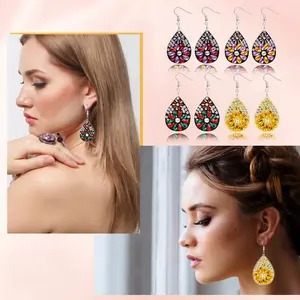 DIY Diamond Art Teardrop Dangling Earrings Jewelry Design Kit - DIY Needlework Accessory for Elevating Outfits (Toys & Hobbies)