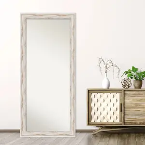 Alexandria White Wash Framed Full-Length Floor Leaner and Door Mirror Decor Glass