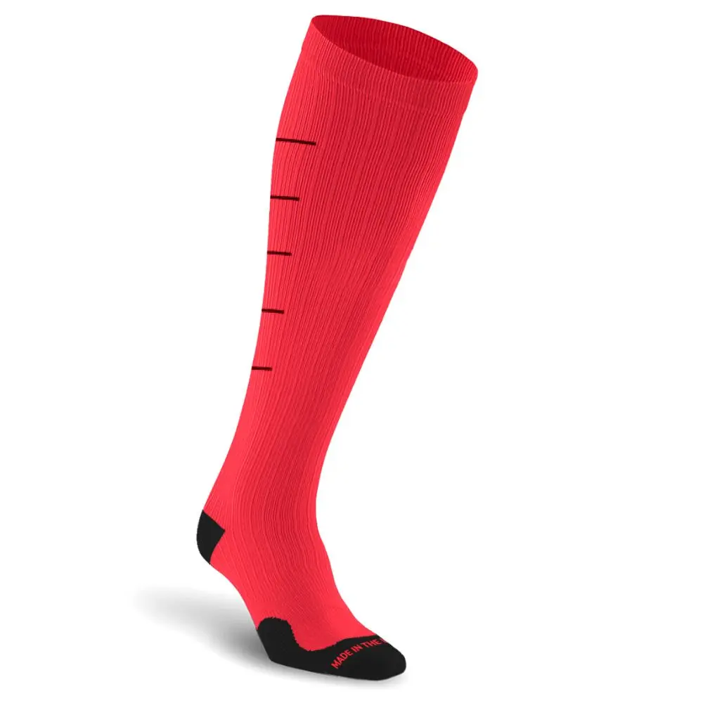 PRO Elite 2 Red Knee High Compression Socks for Running Training Work and Recovery Graduated Compression 20-30 mmHg Moisture Wicking Made in USA