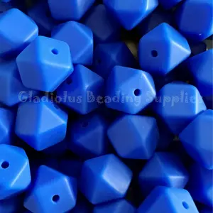 14mm Navy Blue Hexagon Silicone Bead - Loose - Crafting Supplies - Beading Supplies