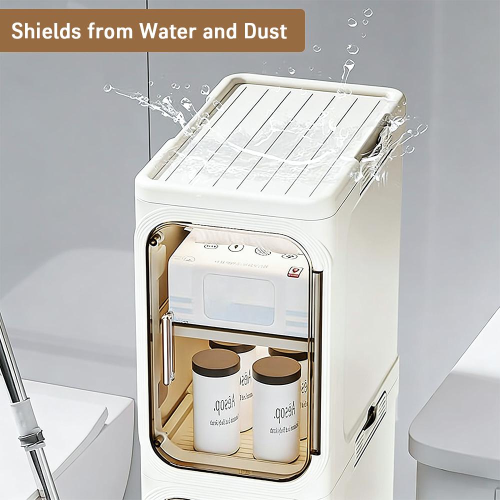 1-Tier Slim Storage Cabinet with Magnetic Doors, Transparent Organizer for Cups, Skincare, Snacks & Daily Essentials pills organizer case Cordless Travel Vacuum Bag Set Stainless Steel Universal Cleaning Shovel Adjustable Acrylic Straw Holder