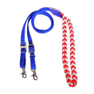 Red White Blue Braided Reins