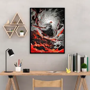 Ichigo Kurosaki Bleach Poster, Fiery Battle Manga Art, Epic Wall Decor, Gift for Anime Fans