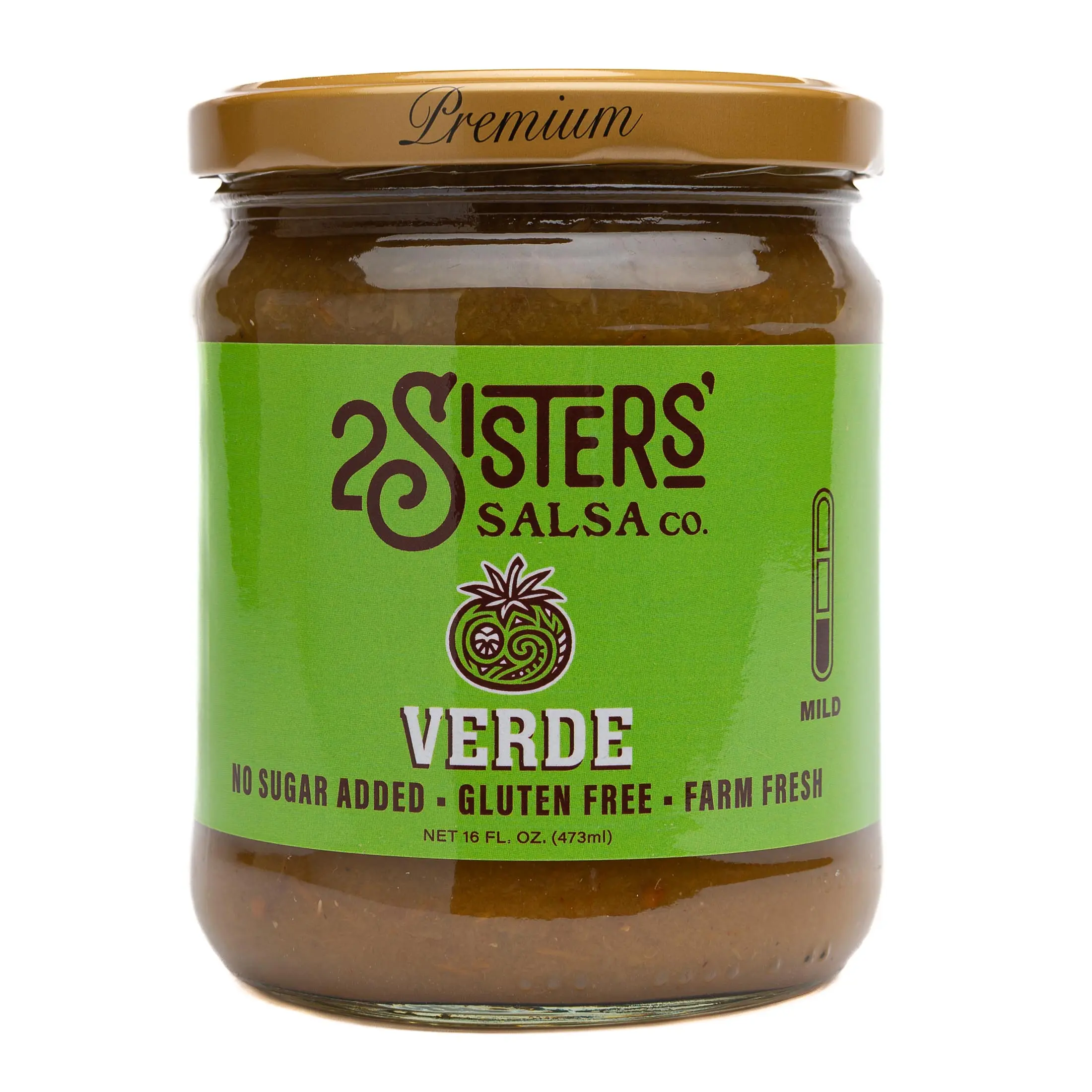2 Sisters Verde Salsa | Fresh Green Tomato Salsa | Gluten-Free | No Sugar Added | Mild Heat | 16 oz Chipotle Mild Spicy Flavor