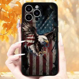 Creative Flag Eagle Pattern Phone case for iPhone 16 Pro Max 15 Plus 14 13 12 11 XR XS Full Body Protection Shockproof Soft Silicone Cover Gifts for women men girls boys