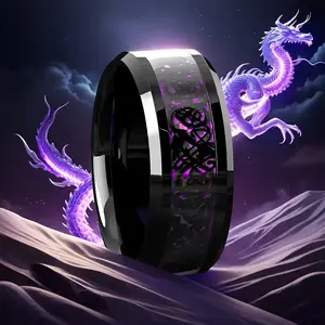 Gothic Romantic Black and Purple 304 Stainless Steel Ring | 1pc, 8mm, Multi-Functional Fashion Jewelry with Sequin Mosaic Design, Ideal for Daily Wear, Parties, and Gifts, Party Accessory, Durable Ring, Best for Christmas