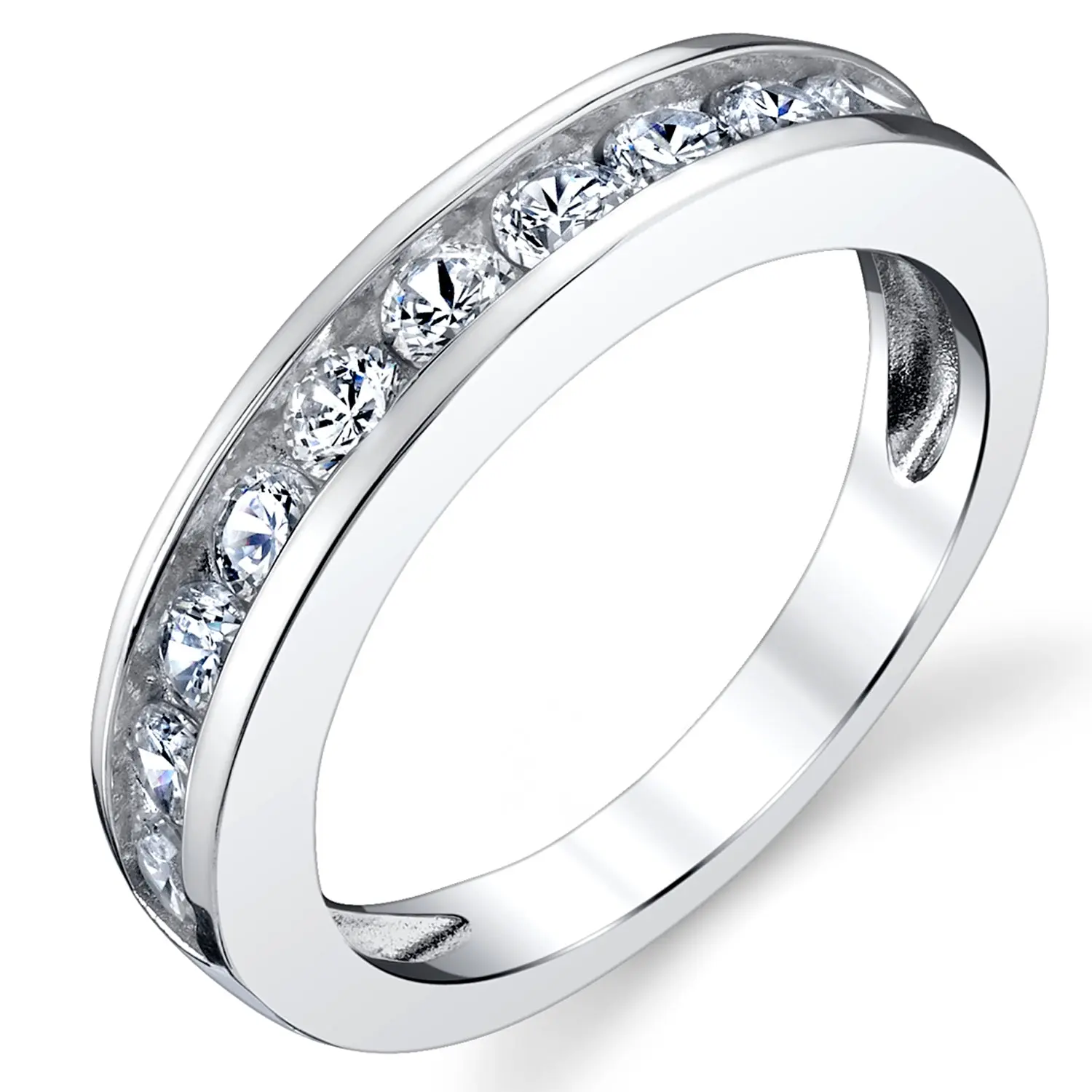 Sterling Silver Men's Engagement Wedding Ring, 4MM CZ Ring with Round Cut Cubic Zirconia, Sizes 7-13, Engagement Wedding Rings
