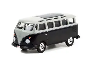 1962 Volkswagen Type 2 (T1) Custom Bus - Black and Silver w/ Black Interior (Barrett-Jackson Series 9) Diecast 1:64 Scale Model - Greenlight 37250A