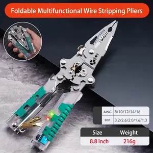18-in-1 Multifunction Wire Stripper Tool, Professional Electrician Pliers with Cable Cutter & Crimper, Foldable Wire Stripping Pliers, Heavy Duty Electrical Hand Tool for Home Repair, DIY, Automotive & Industrial Use